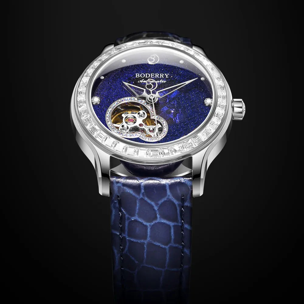 Boderry Luxury Watch Women Automatic Seagull ST1 Diamond Skeleton Sapphire Crystal Glass Female Waterproof Wristwatch Marry Gift