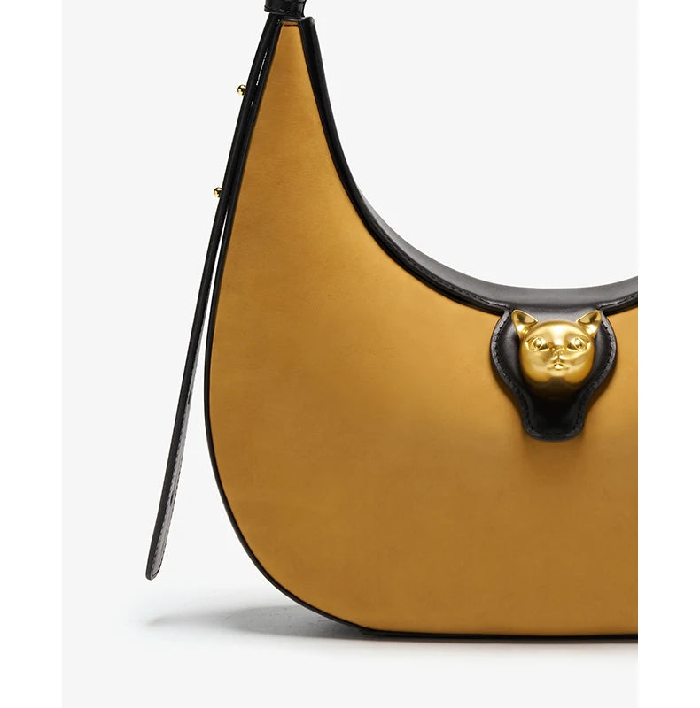 BAFELLI 2025 NEW WOMEN'S HANDBAG CAT SERIES GENUINE LEATHER LUXURY BRAND FASHION RETRO STYLE SHOULDER HOBOS FLAP BAGS FEMALE