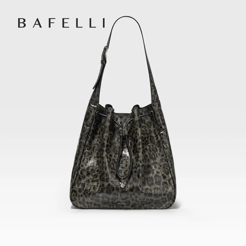 BAFELLI WOMEN'S NEW BAGS LUXURY FASHION LEATHER HANDBAGS 2025 HIGH QUALITY DESIGNER BRAND CAPACITY LADIES SHOULDER LEOPARD PRINT