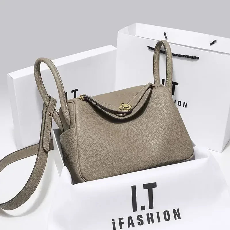 Genuine Leather Lady Lindi Bag Large Shoulder Bag for Women Cute Ladies Side Bag Luxury Handbags BH3